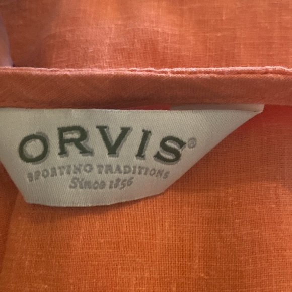 Orvis Linen Hemp Blend Long Sleeves Orange Blouse - Picture 6 of 6
